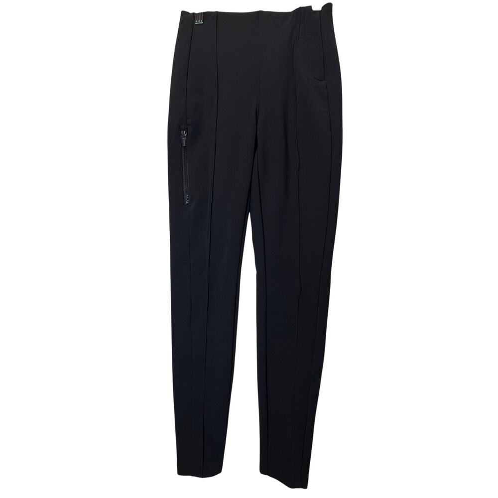 Athleta Size 0 Black High Rise Tights Pants Front Seam Thigh Zip Pocket